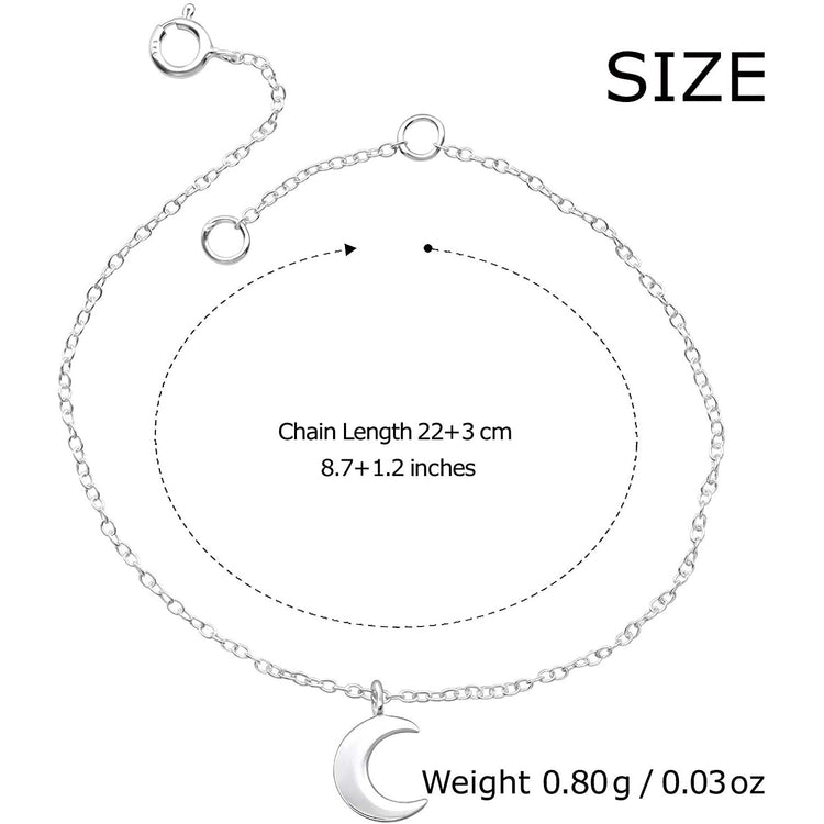 925 Sterling Silver Bohemian Moon Anklet - onlyone