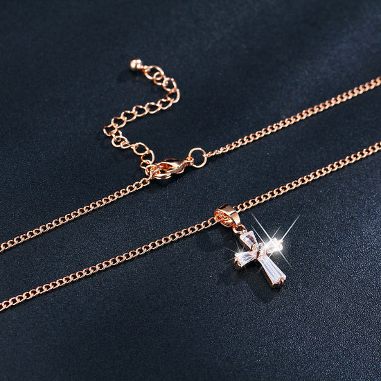 925 Sterling Silver Crystal Cross Pendant Necklace  Cross Necklace For Women - onlyone