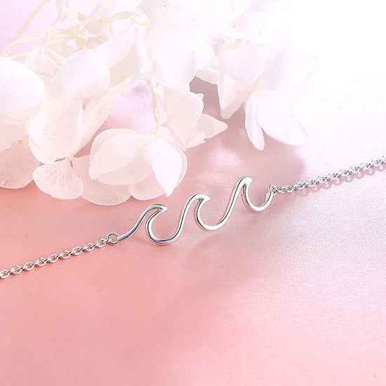 925 Sterling Silver Wave Anklet - onlyone