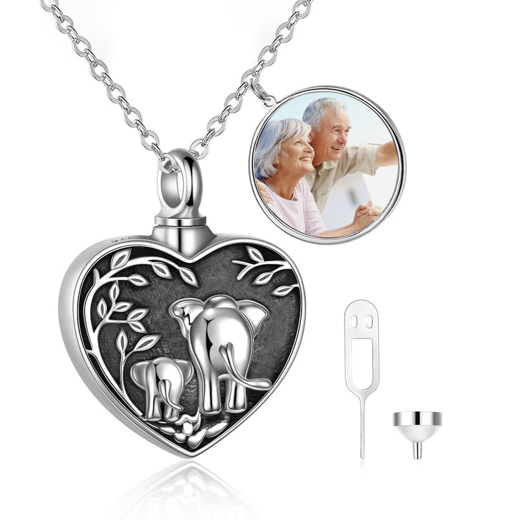 925 Sterling Silver Elephant Heart Urn Necklace for Ashes Cremation Jewelry for Ashes