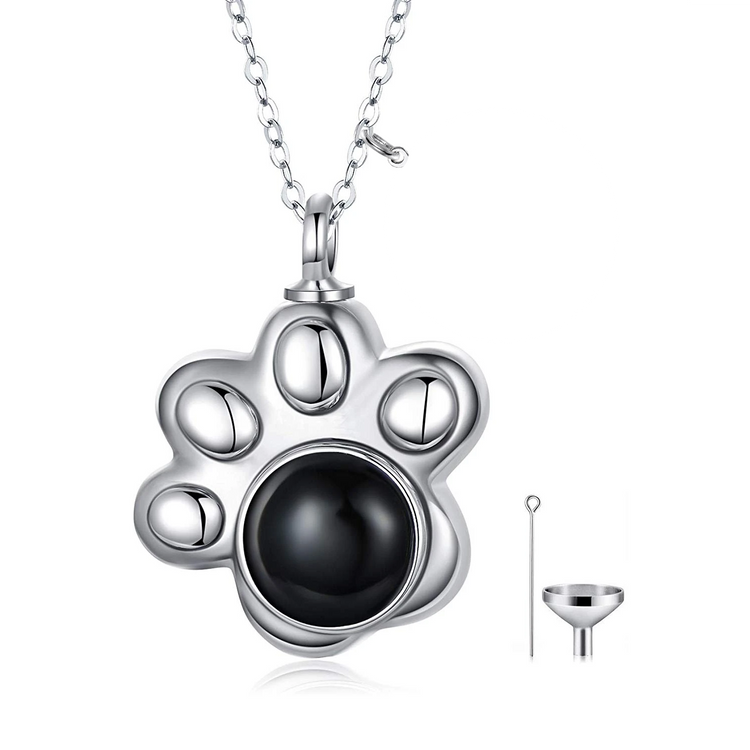 925 Sterling Silver Pet Urn Necklace Keepsake Ashes Cremation Memorial Jewelry with Cubic Zirconia
