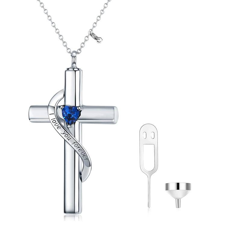 925 Sterling Silver Cross Urn Necklace for Ashes, Cremation Jewelry for Ashes