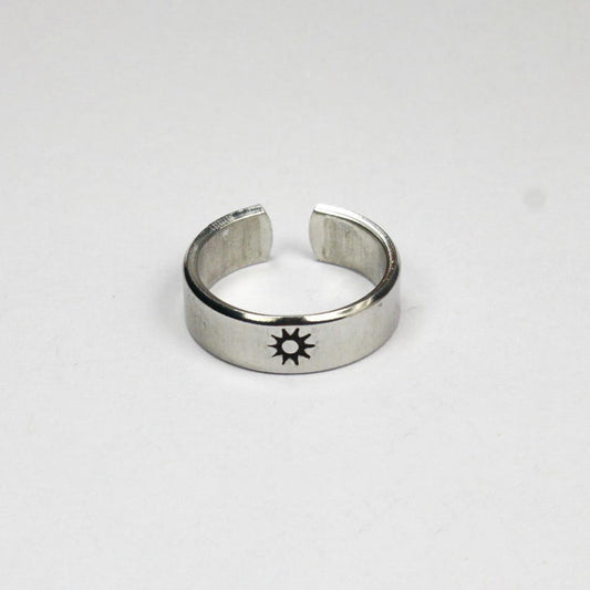 925 Sterling Silver Adjustable Sun And Moon Ring Set