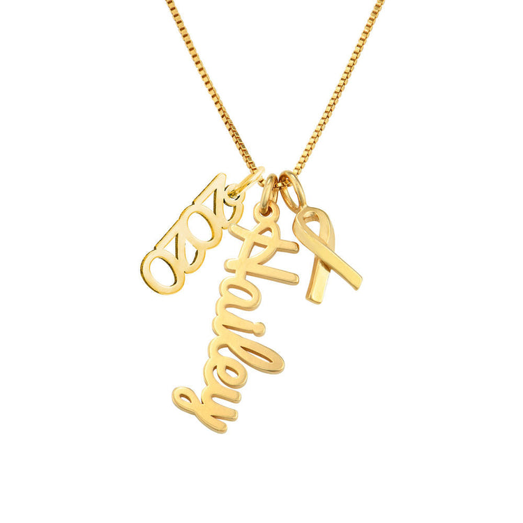 925 Sterling Silver Breast Cancer Awareness Name Necklace
