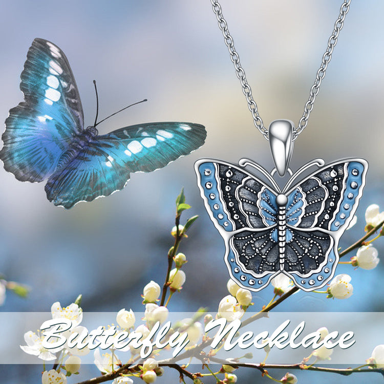 925 Sterling Silver Butterfly Heart Photo Locket Pendant Necklace