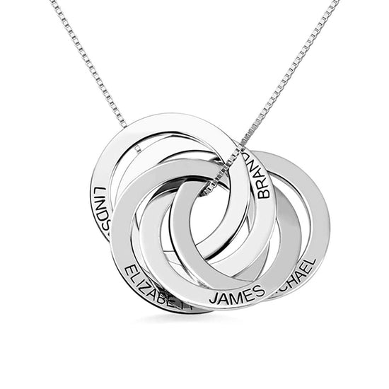 925 Sterling Silver Personalized Engraved Russian Ring Necklace - onlyone