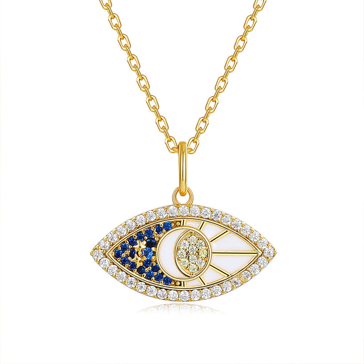 925 Sterling Silver Golden Eye Pendant Necklace