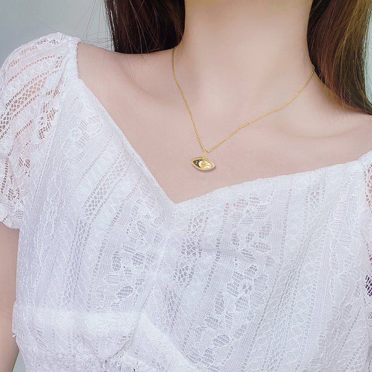 925 Sterling Silver Golden Eye Pendant Necklace