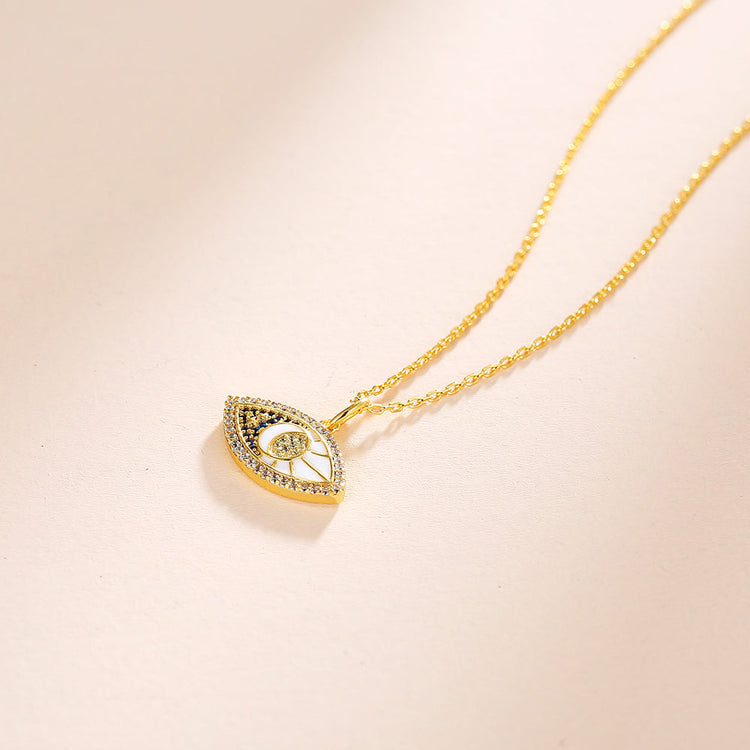 925 Sterling Silver Golden Eye Pendant Necklace