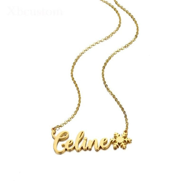 925 Sterling Silver Nameplated Necklace With Snowflake