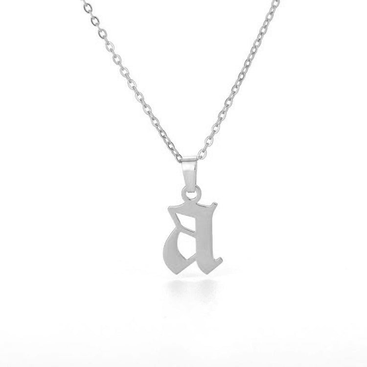 925 Sterling Silver Old English Initial Necklace