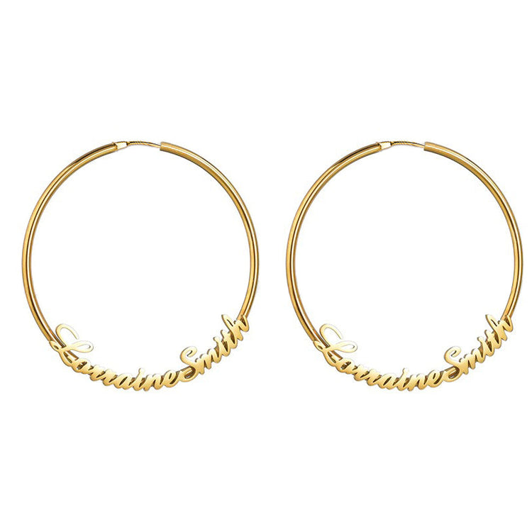 925 Sterling Silver Personalized Hoop Name Earrings