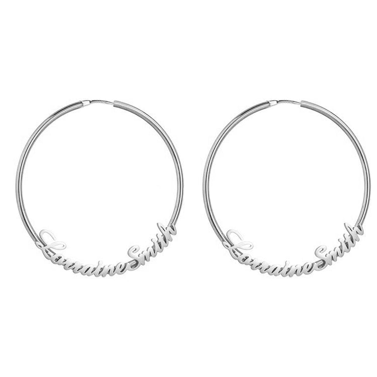 925 Sterling Silver Personalized Hoop Name Earrings