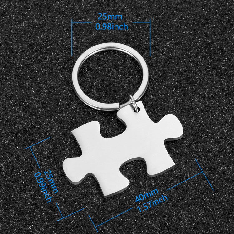 925 Sterling Silver Personalized Jigsaw Puzzles Keychain