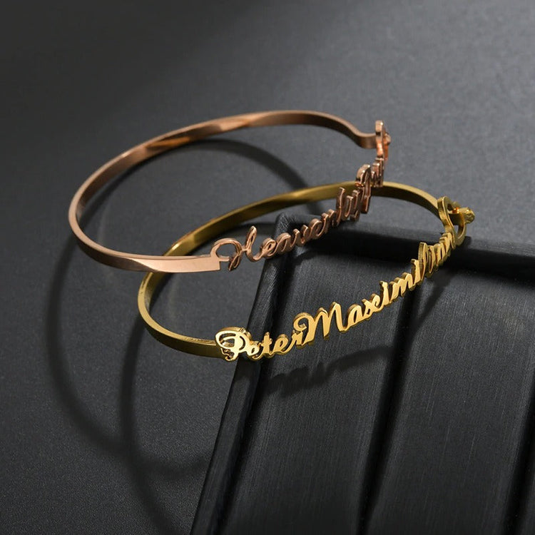 925 Sterling Silver Personalized Name Bangles