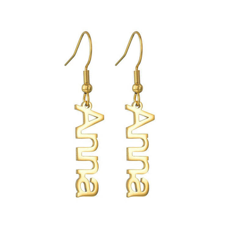 925 Sterling Silver Personalized Name Earrings, Drop Earrings