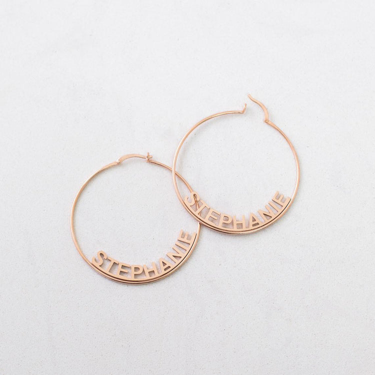 925  Sterling Silver Personalized Name Hoop Earrings