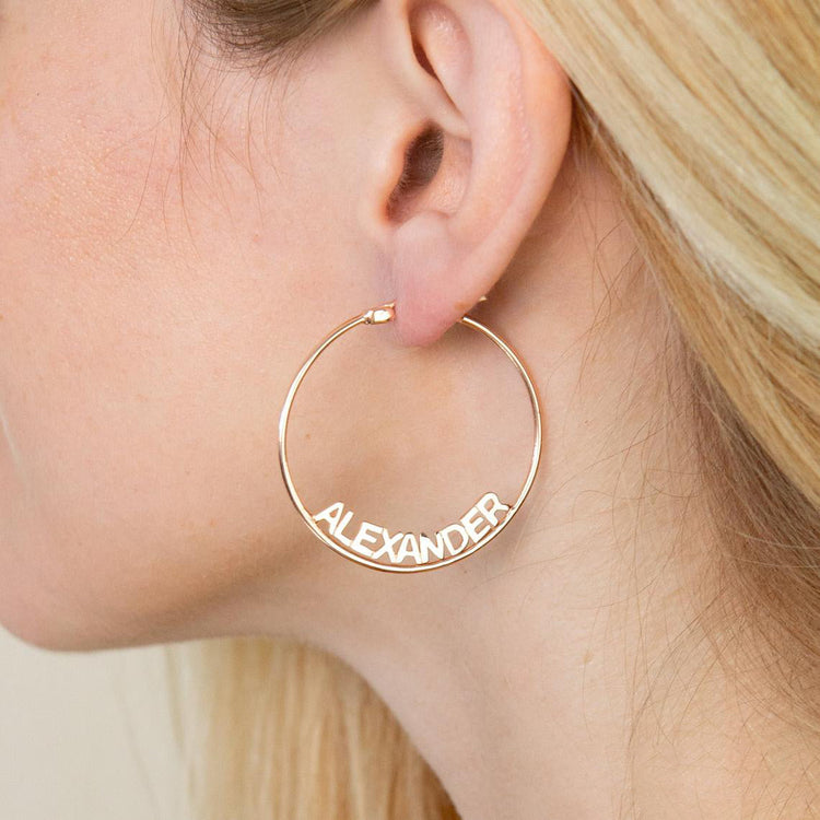 925  Sterling Silver Personalized Name Hoop Earrings