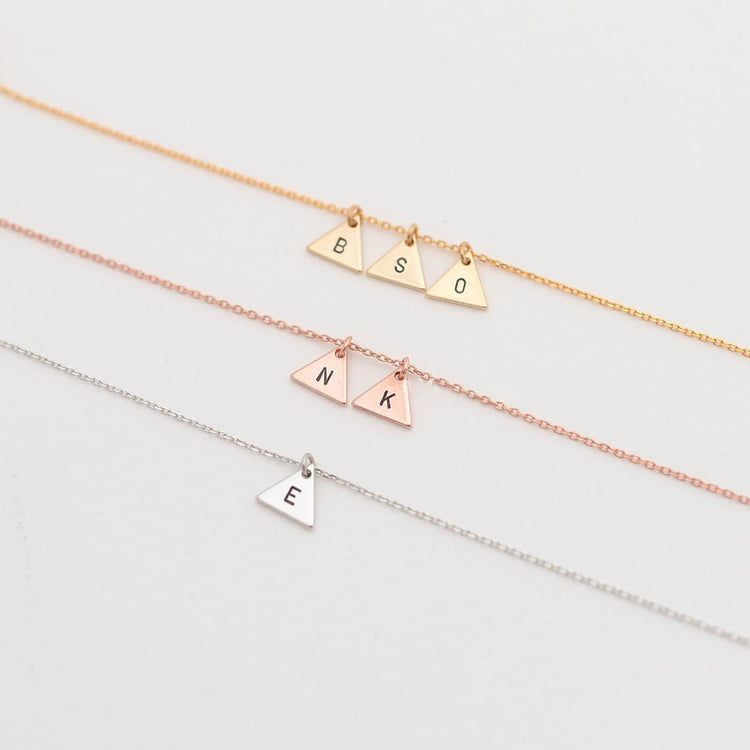 925 Sterling Silver Personalized Triangle Initial Bracelet