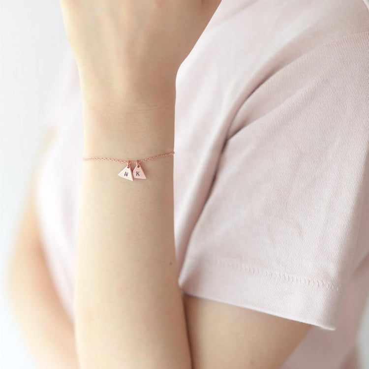 925 Sterling Silver Personalized Triangle Initial Bracelet
