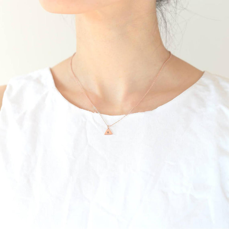 925 Sterling Silver Personalized Triangle Initial Necklace