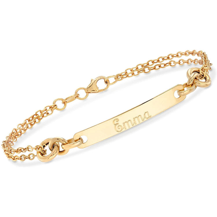 Bracelet en argent sterling 925 personnalisé à double chaîne avec nom personnalisé et gravé
