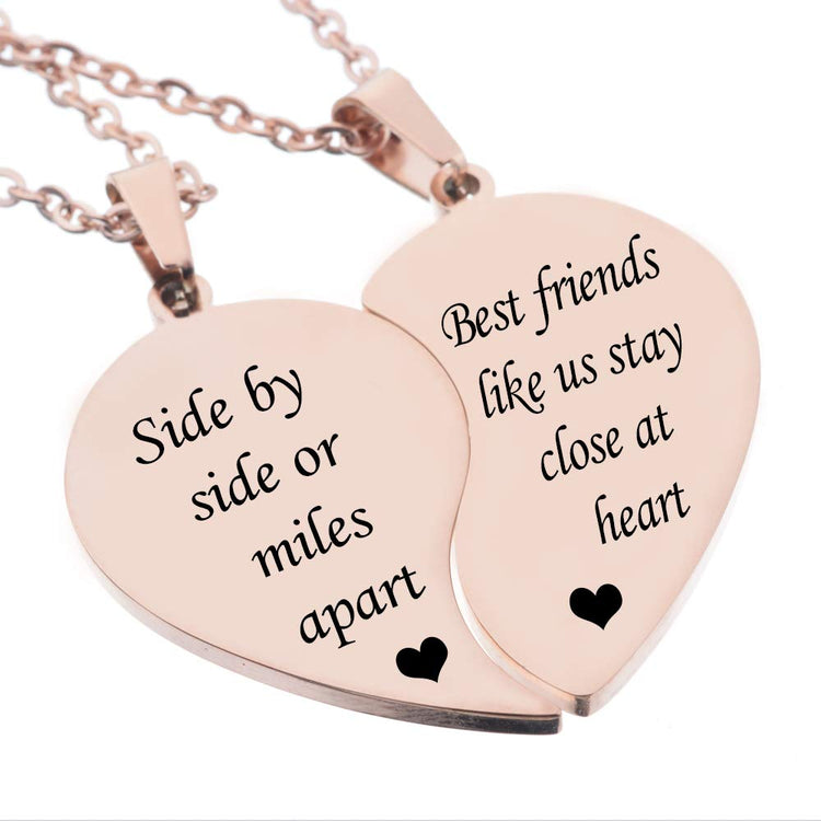 925 Sterling Silver BFF Necklace for 2-Split Valentine Heart Necklace