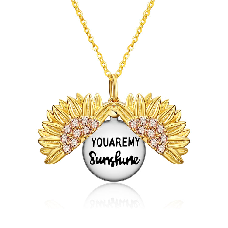 925 Sterling Silver Customized Sunflower Open Locket Necklace, Gift For Mom - onlyone