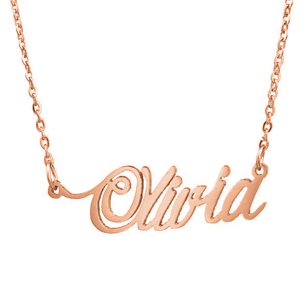 925 Sterling Silver "Oliva" Style Custom Name Necklace Nameplate Necklace - onlyone