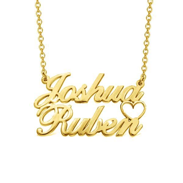 925 Sterling Silver Joshua Double Names Necklace Nameplate Necklace