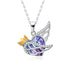 925 Sterling Silver Angel Wing Necklace Guardian Angel Jewelry Heart Purple Swarovski Crystal Pendant - onlyone