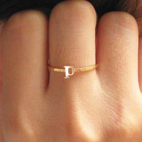 925 Sterling Silver Personalized Stacking Name Ring Nameplate Ring - onlyone
