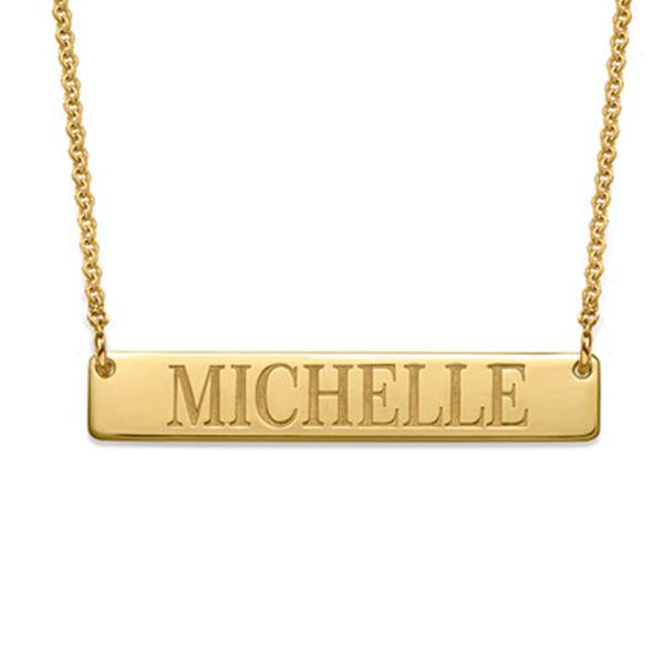 925 Sterling Silver Engraved Bar Name Necklace Nameplate Necklace - onlyone