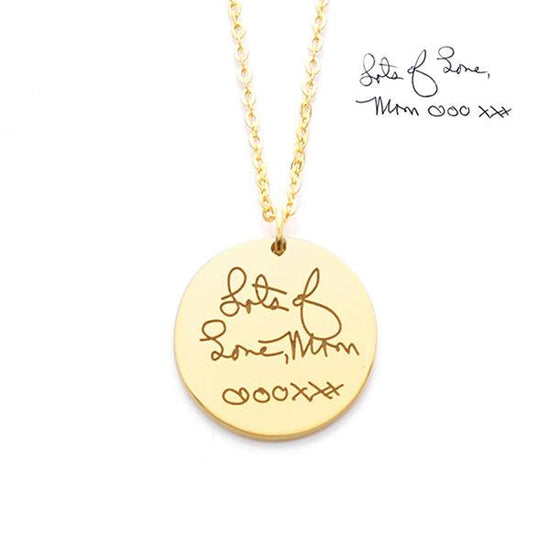 925 Sterling Silver Coin Signature Engraved Name Necklace Nameplate Necklace, Back To School Gift Necklace - onlyone