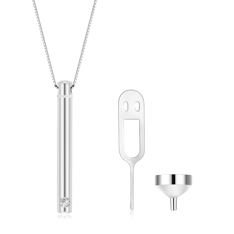 925 Sterling Silver Cremation Jewelry for Ashes Bar Disc Necklace, Urn Necklace - onlyone