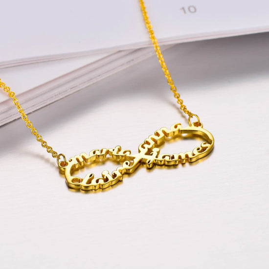 925 Sterling Silver Infinity 4 Names Necklace Nameplate Necklace - onlyone