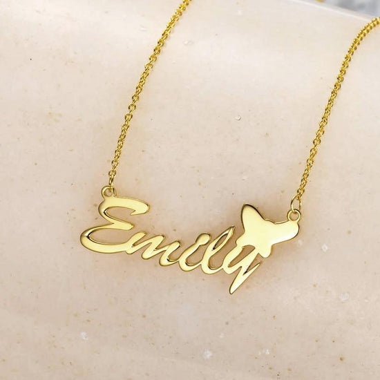 925 Sterling Silver "Emily" Style Custom Name Necklace Nameplate Necklace - onlyone