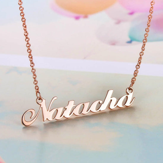 925 Sterling Silver Custom Natacha Name Necklace Nameplate Necklace - onlyone