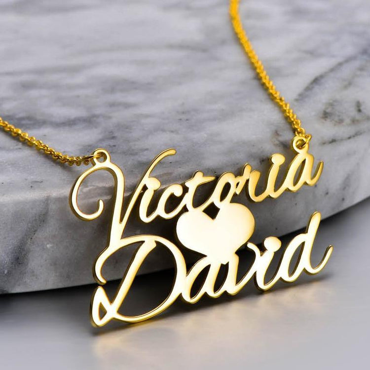 925 Sterling Silver Sweet Love Heart Name Necklace Nameplate Necklace - onlyone