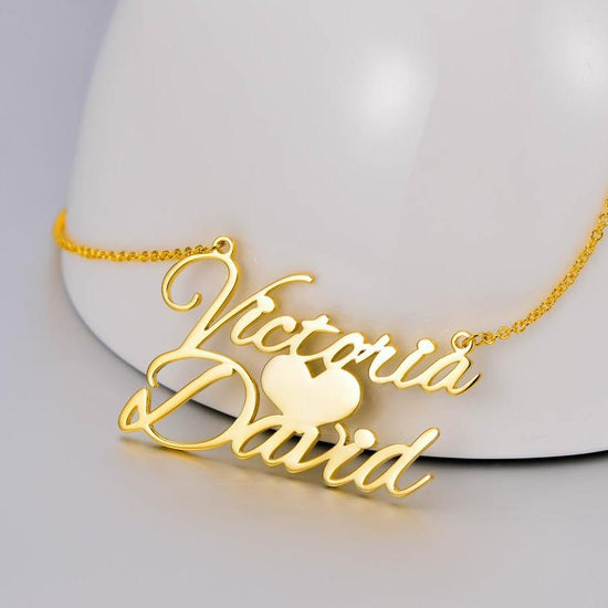 925 Sterling Silver Sweet Love Heart Name Necklace Nameplate Necklace - onlyone