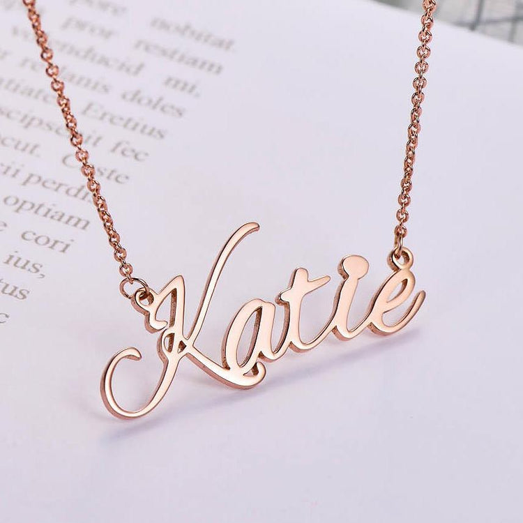 925 Sterling Silver Custom Katie Name Necklace Nameplate Necklace - onlyone