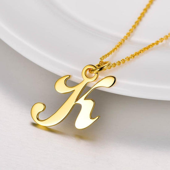 925 Sterling Silver Initial Letter Necklace - onlyone