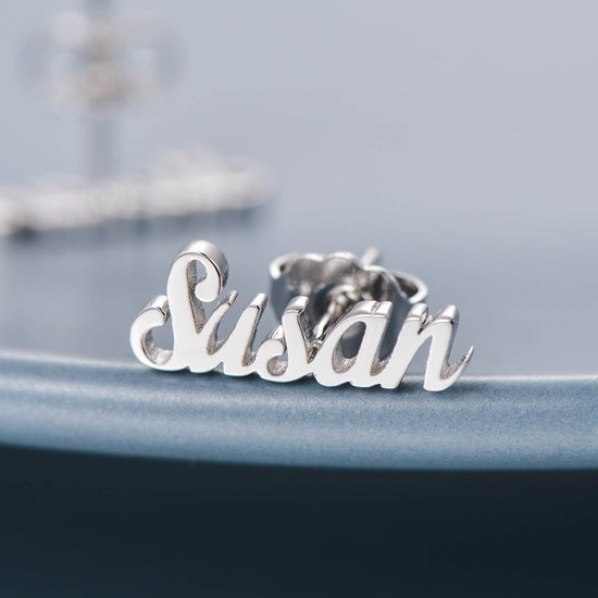 925 Sterling Silver Personalized Initial Name Earrings Nameplate Earrings - onlyone