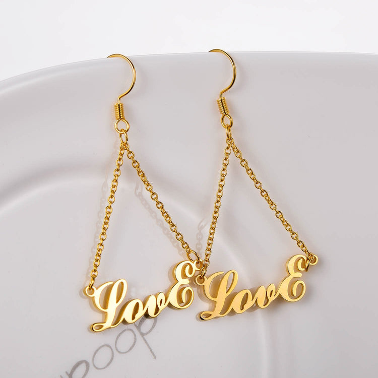 925 Sterling Silver Personalized Triangle Name Earrings Nameplate Earrings - onlyone