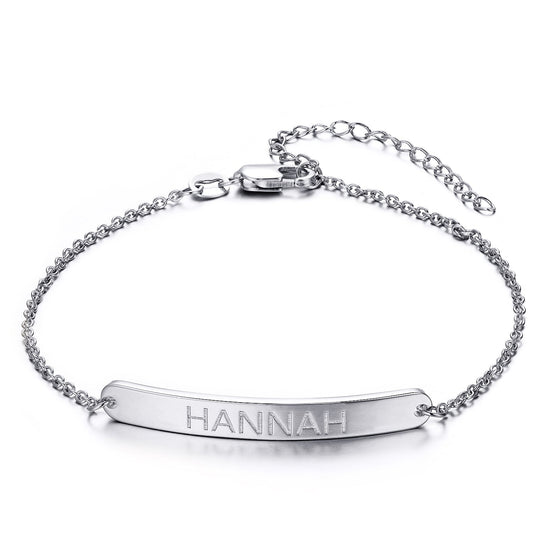 925 Sterling Silver Personalized Loving You Bar Engraved Bracelet 6â€?7.5â€?- onlyone