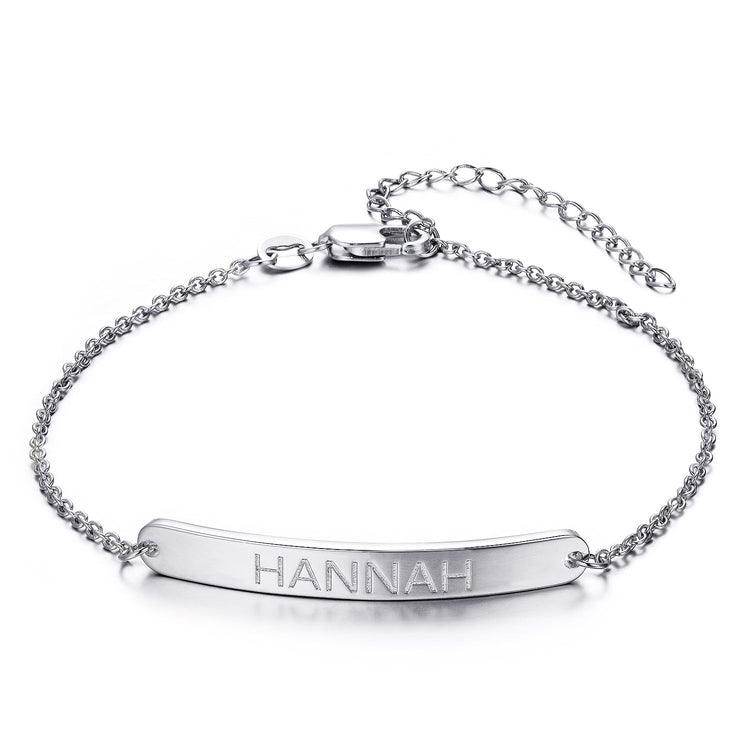 925 Sterling Silver Personalized Loving You Bar Engraved Bracelet 6â€?7.5â€?- onlyone