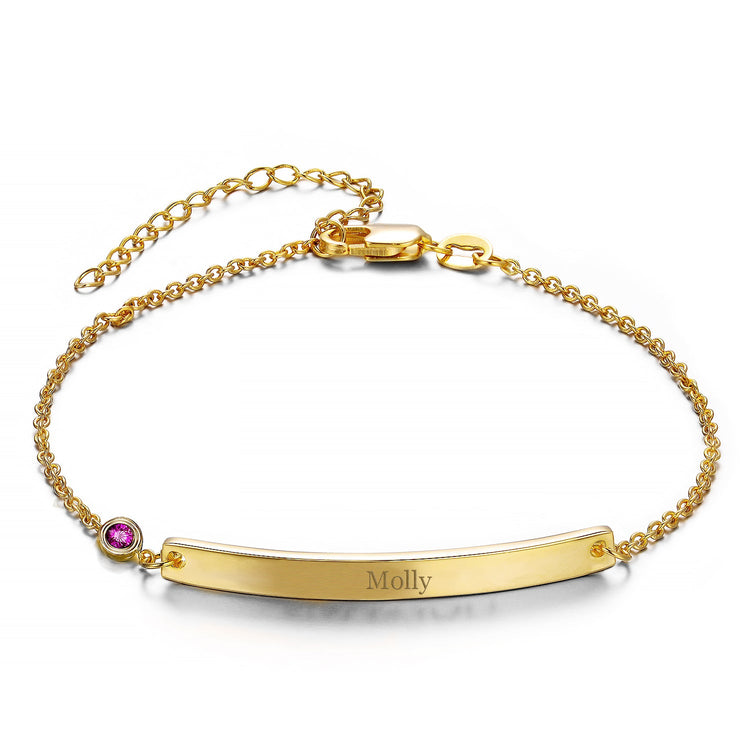925 Sterling Silver Personalized Name Bar ID Bracelet