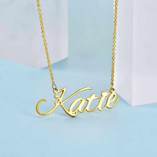 925 Sterling Silver Custom Katie Name Necklace Nameplate Necklace - onlyone