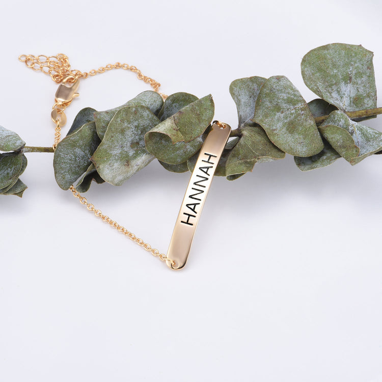 925 Sterling Silver Personalized Loving You Bar Engraved Bracelet 6â€?7.5â€?- onlyone