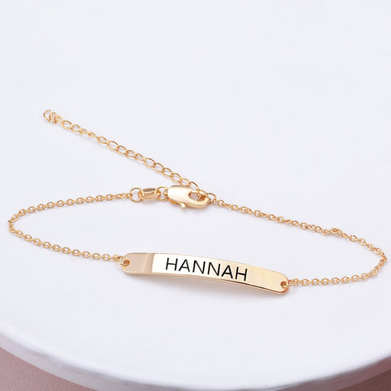 925 Sterling Silver Personalized Loving You Bar Engraved Bracelet 6â€?7.5â€?- onlyone